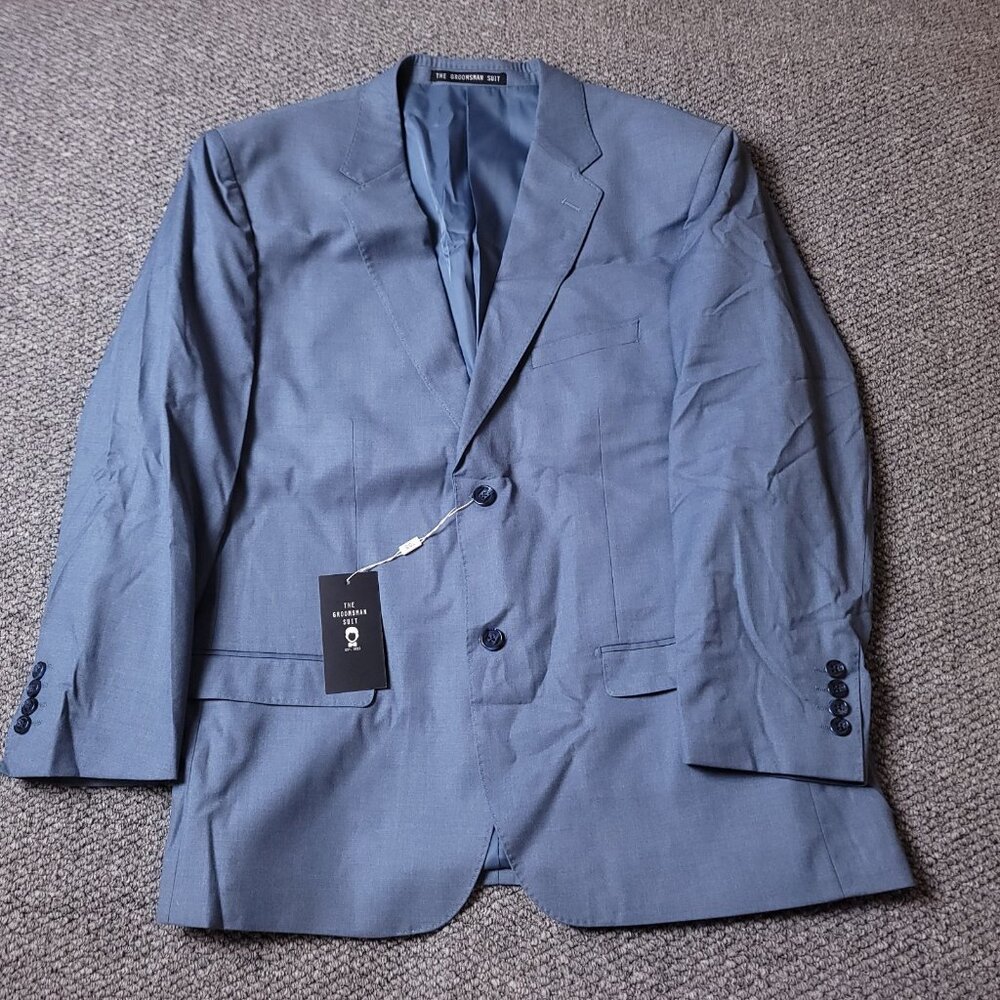 The Groomsman Suit Blazer Mens 46S Short Modern Fit Light Blue Jacket Supply